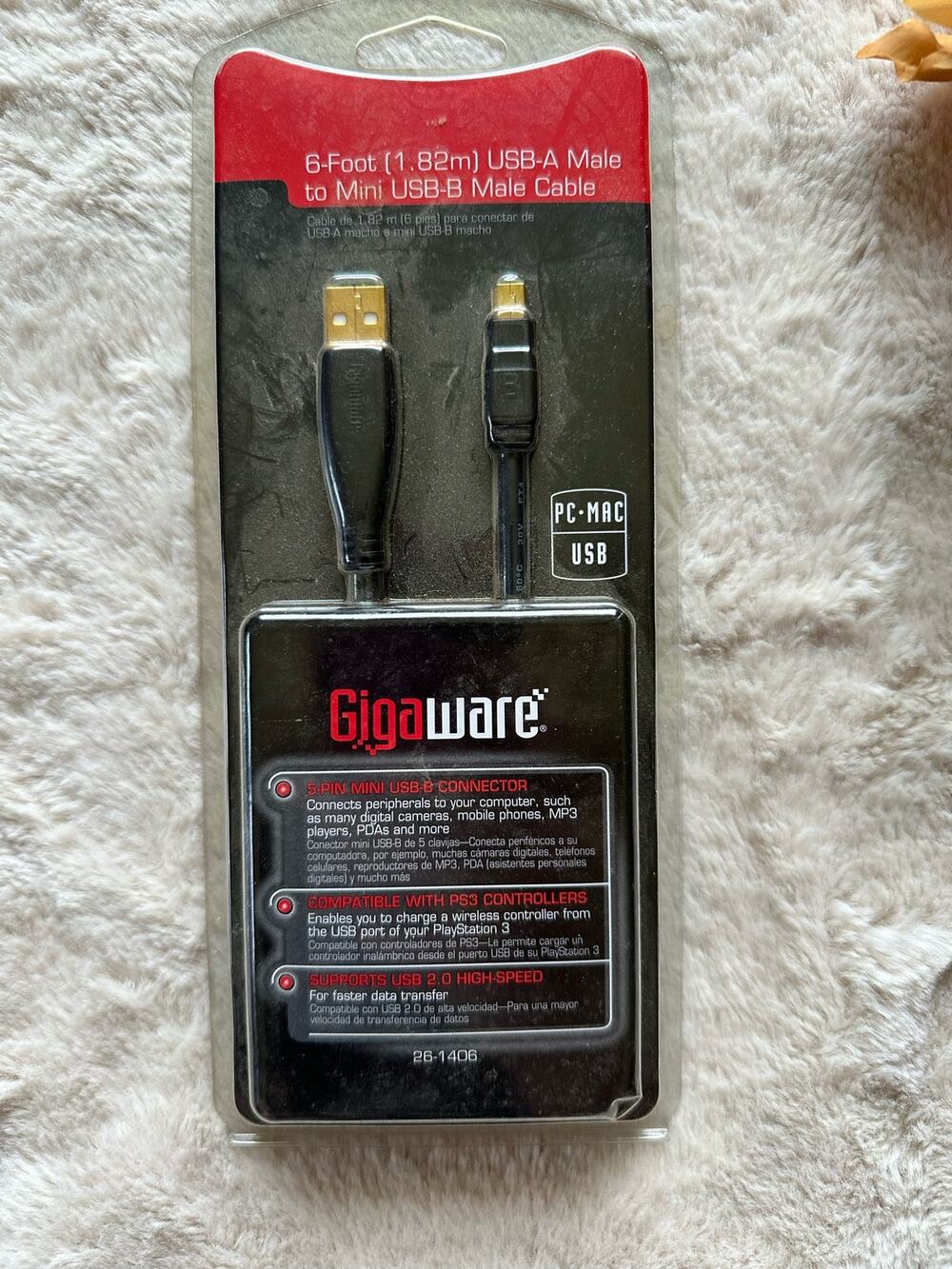 Gigaware 6ft USB-A to Mini USB-B Cable
